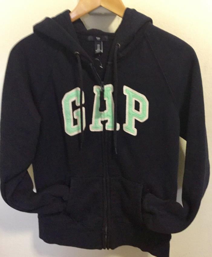 New GAP Front Arch Logo Long Sleeves Zip Hoodie Navy Size (M)