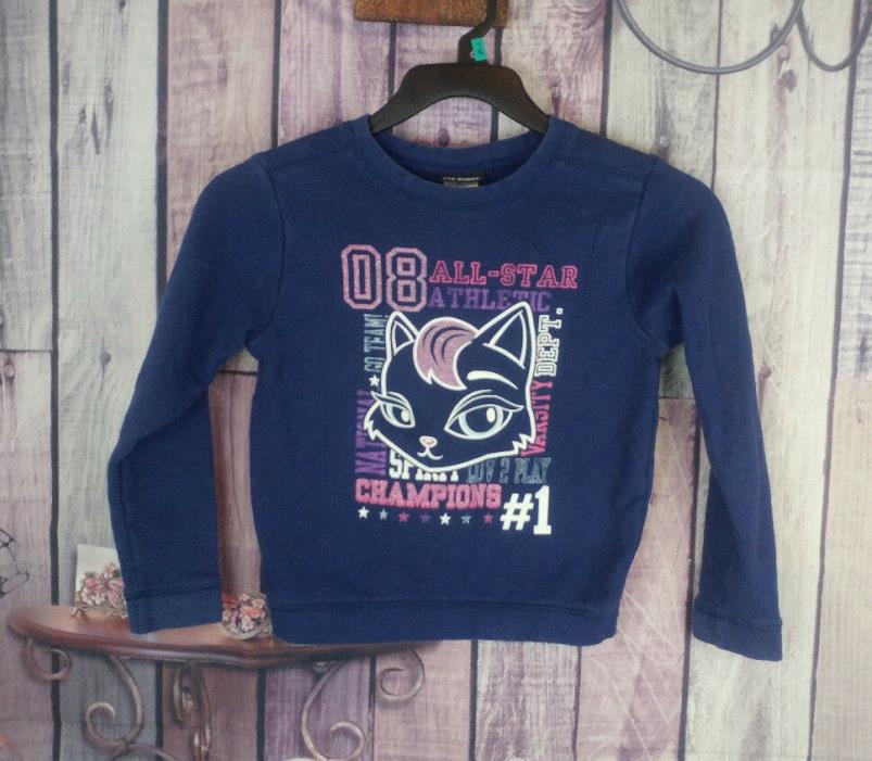 girls size M(7/8) joe boxer blue pink glittery cat sweatshirt R47