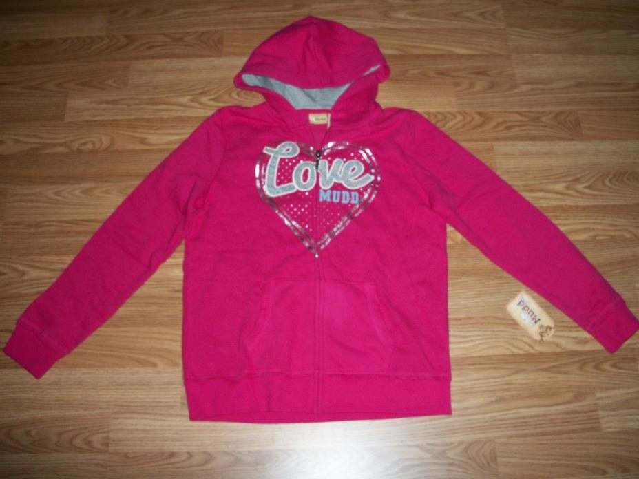 Mudd Girls Dark Pink Zip Up Hoodie Size 14 1/2 New With Tags $40