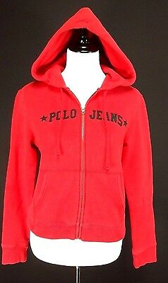 Polo Jean Ralph Lauren Girl's Jacket Size M Red Pullover Hoodie Zip Up