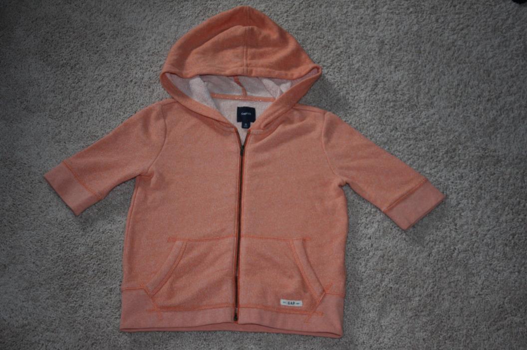 Gap Kids Girls Orange Hoodie Jacket XL 12 EUC Tweens Short sleeve  B1