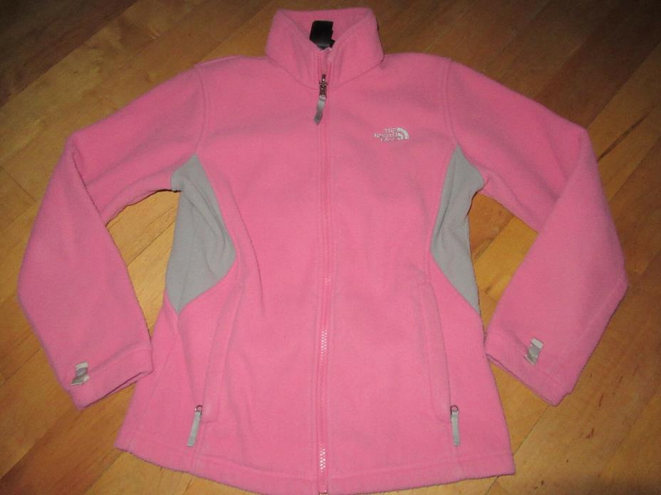 Girls Pink Gray North Face Fleece Full Zip up Sweatshirt Jacket Sz(L) 14-16