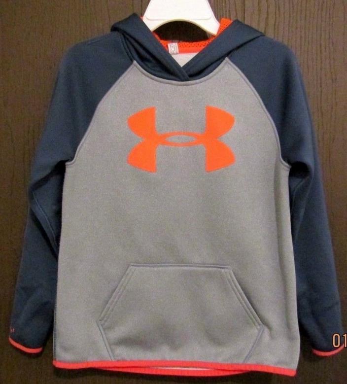 Girls Gray Neon Peach YMD Medium Under Armour Storm Hoodie Jacket Pullover