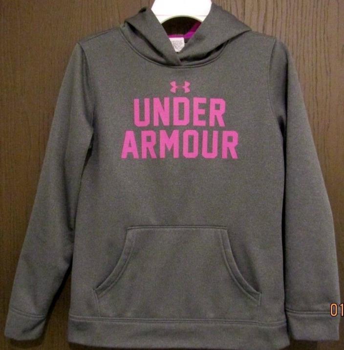 Girls Gray Purple YMD Medium Under Armour Loose Hoodie Jacket Pullover