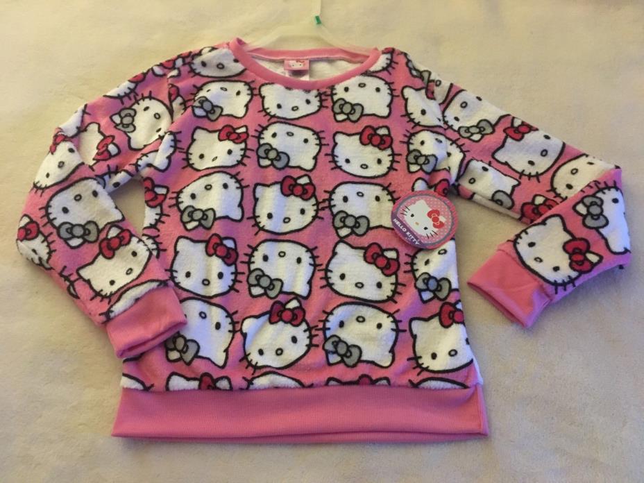Girls HELLO KITTY Super Soft Faux Fur Sweat Shirt Size 10 / 12 NWT