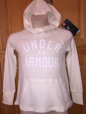 NWT UNDER ARMOUR Girls Cream Colored Thermal Hoodie Sweatshirt, YSM (7/8) $39.99