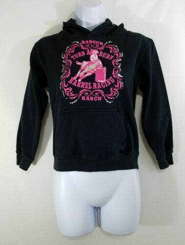 Ransom Ranch Youth Girls Black Embellished Long Sleeve Western Hoodie Size Small