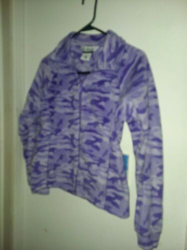 Columbia girls youth fleece jacket pockets zipper front camouflage purple 14/16