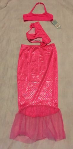 NEW Girls Cat & Jack 3 Piece Mermaid Bathing Swim Suit Pink Size 5T 50 UPF NWT