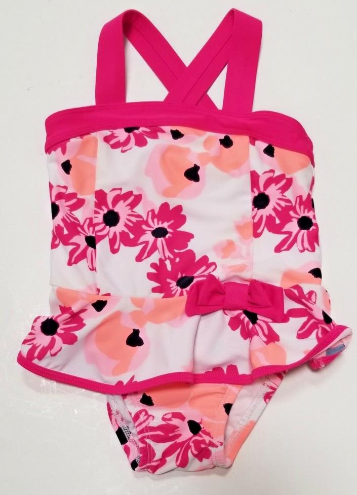 NWT Cat & Jack 6 6X Solid Pink One Piece Swimsuit with Ruffles