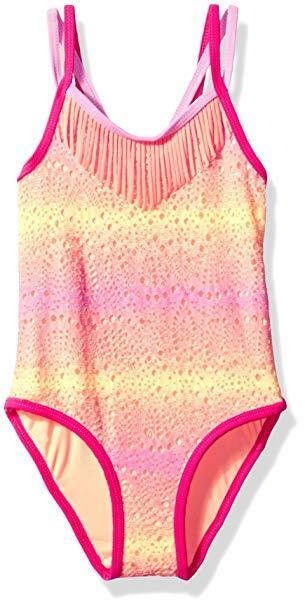 Limited Too Little Girls Ombre Crochet Overlay 1pc Swim, Coral, Size 5/6