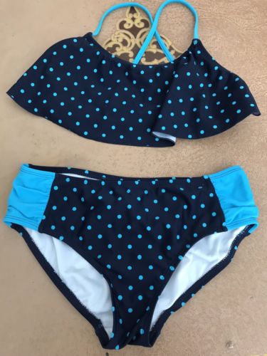 Girls bikini size 12-14 Kami  blue polkadot