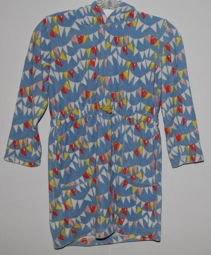 Mini Boden Girls Swimsuit Cover Up w/ Hood Blue Flags Print Pockets Size 7/8 7 8