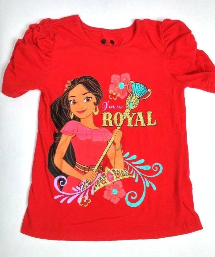 DISNEY ELENA OF AVALOR Girl's Shirt Sz L6 Red I'm a Royal Glitter
