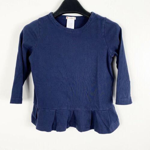 Crewcuts Girls 3/4 Sleeve Peplum Shirt Navy Blue Size 10