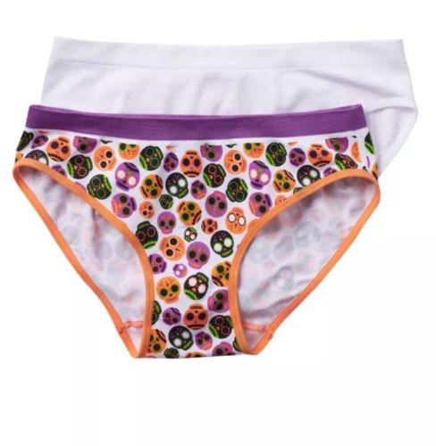 NEW Maidenform Colorful Sugar Skull Print 2 Pack Hipster Panties Size Medium 10