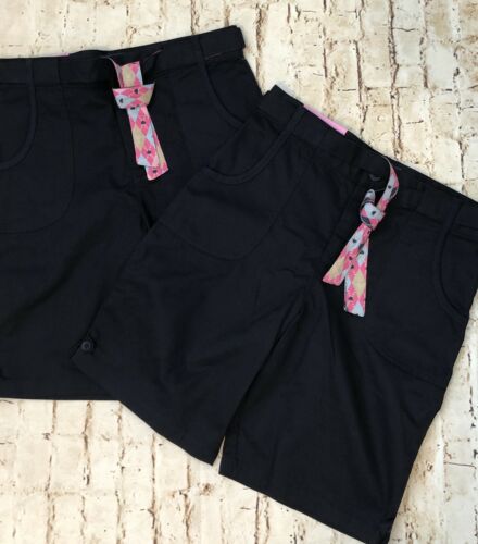 NWT New Cherokee girls school uniform Bermuda shorts Navy 8 Adjustable belt