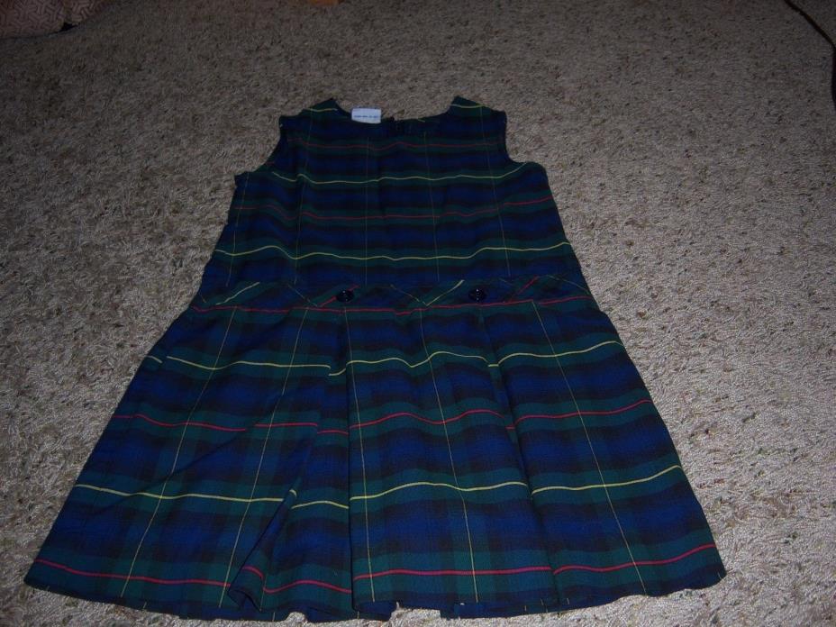 Girl's Becky Thatcher, Plaid School Uniform Jumper, Green & Blue red Plaid