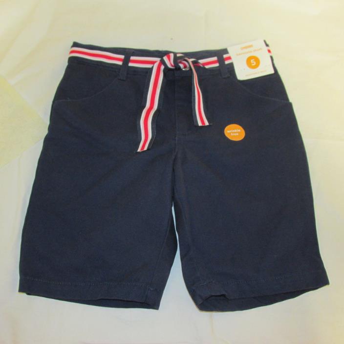 NWT Girl 's Gymboree School Uniform Shorts Bermuda Bottoms 4 5 Navy Blue Belted