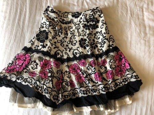 Limited Too Girls' Black White Pink Sequin Lace Trime Skirt Sizes 7 / 8 NWT