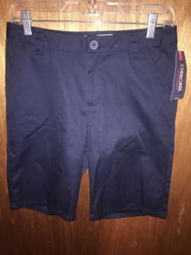 NWT Cherokee Navy Blue School Uniform Bermuda Khaki Chino Shorts Size 16
