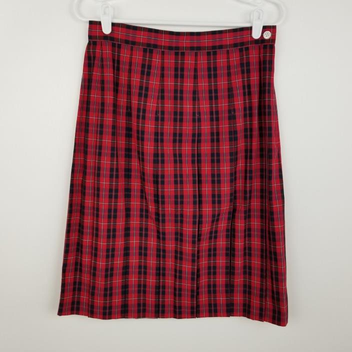 Parker Girls Skirt Red Blue White Plaid Inner Pocket Side Zipper Pleated Sz 9