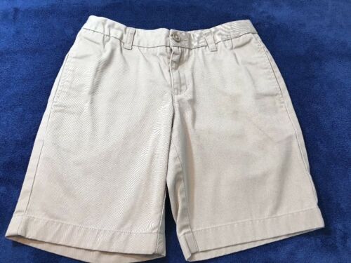 Lands End Khaki Shorts Girls Sz 10 Beige School Uniform  Adjust Waist Tab