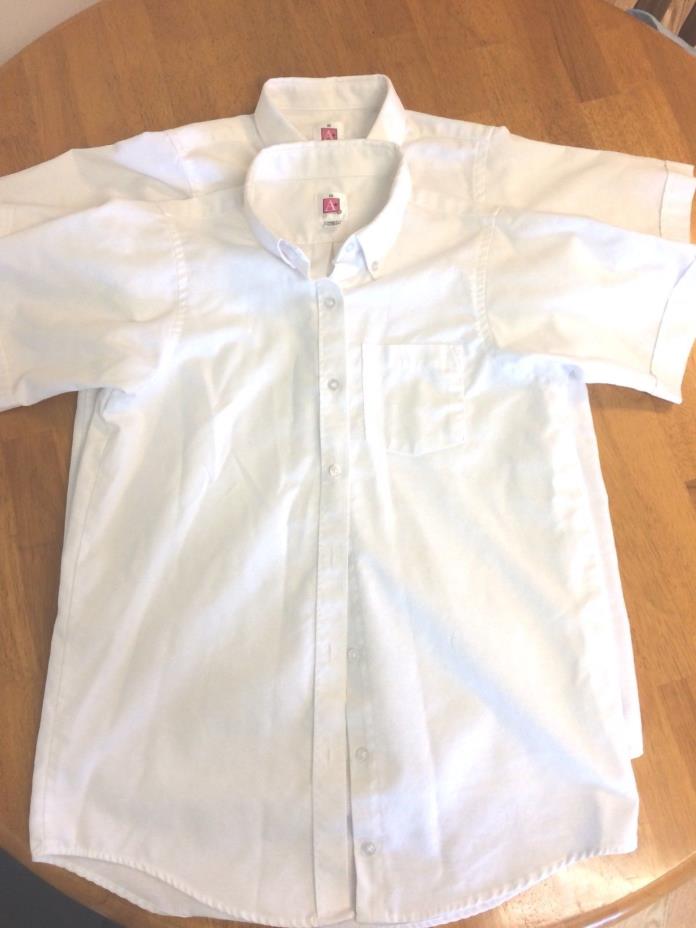 A+ School Uniform Short Sleeve Oxford Shirt Blouse White Girls Juniosr XS Small
