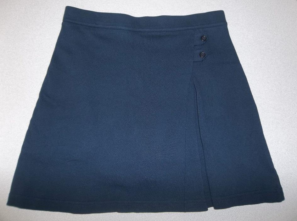 Lands' End Women's Knit Skort Skirt Navy Size 0 School Uniform Solid 100% Cotton