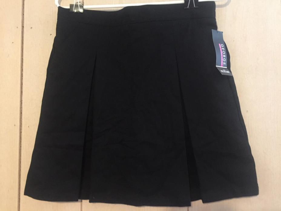 NWT George Girls School Uniforms Black Belted Pleated Scooter Sz 16.5 Skirt