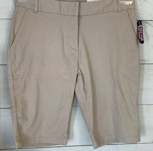 CHAPS $26 Khaki Uniform Stretch SKINNY BERMUDA SHORTS 14R