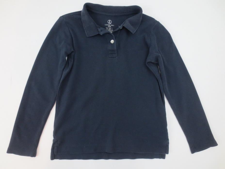 Lands' End Shirts Girls 6X 7 School Uniform Long Sleeve Fem Fit Interlock Polo