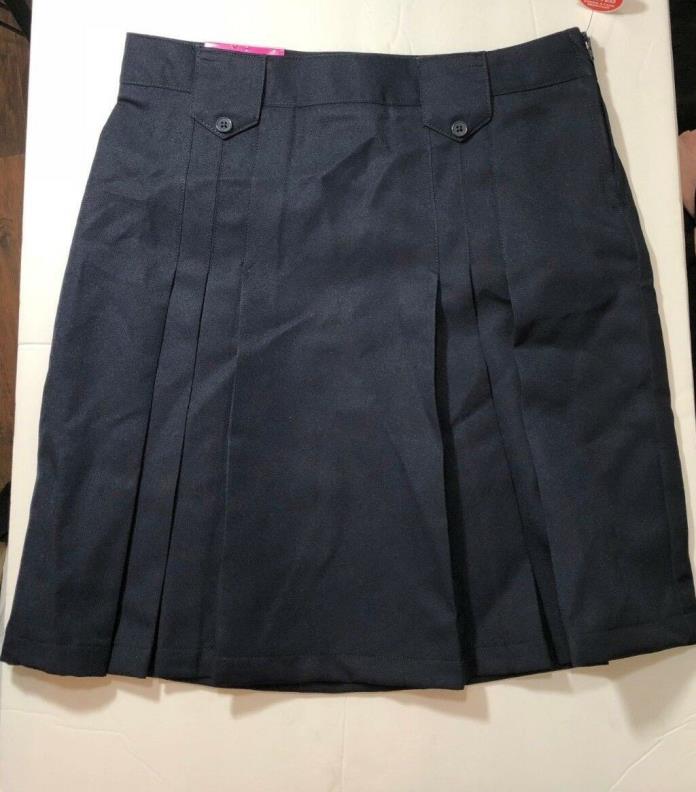 French Toast Girls Skirt G Front Pleated Tab Skirt Navy Size 14 Adj Waist New