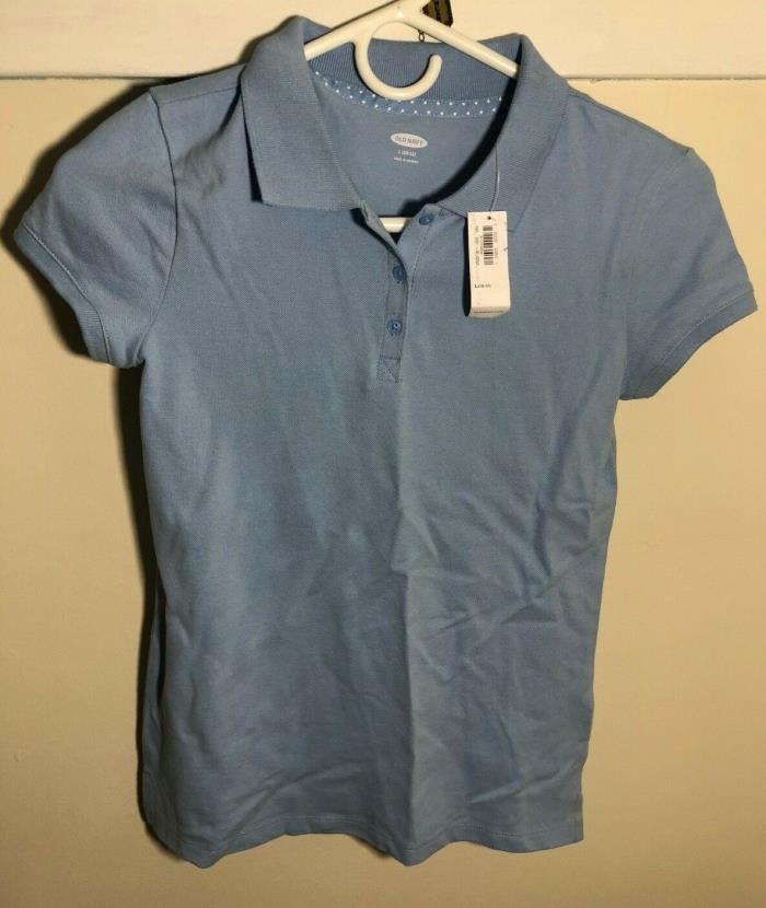 Old Navy Girls Uniform Stain Resistant Polo Short Sleeve Blue Size Large (10-12)