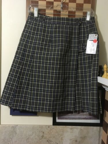 Flynn And OHara School Uniforms Wrap Around Kilt Navy Plaid Size 16X NWT