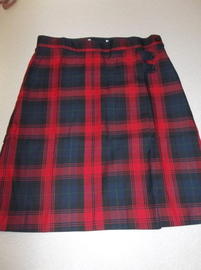 Lands' End School Uniform Girls Solid A-line Skirt Below the Knee 12 Red