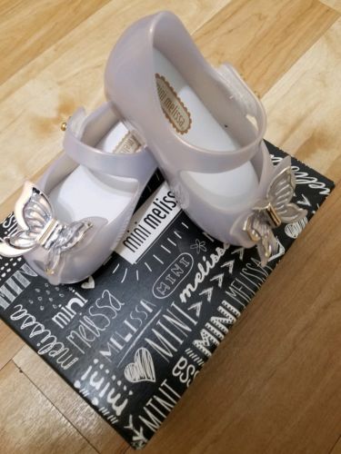 Genuine NEW Mini Melissa Ultragirl Butterfly in Silver Toddler Girls Size 5