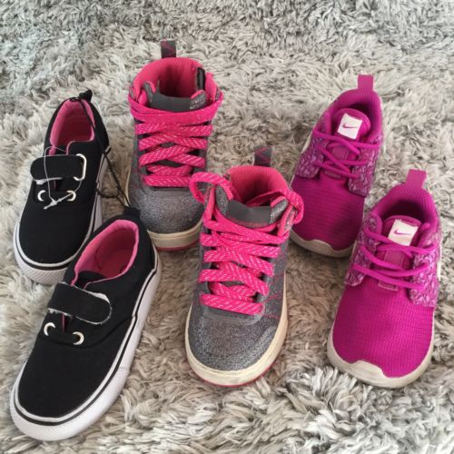 Girls Toddler Shoe Lot of 3 Nike Skechers Aviva Size 6c And 6 Pink Gray Black T