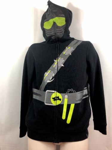 TONY HAWK Youth Lg Hoodie Mask Black Green Ninja Skateboard