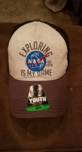 NASA Baseball Mesh Trucker Hat Exploring Is My Game Buzz Aldrin Youth OSFM 16/12