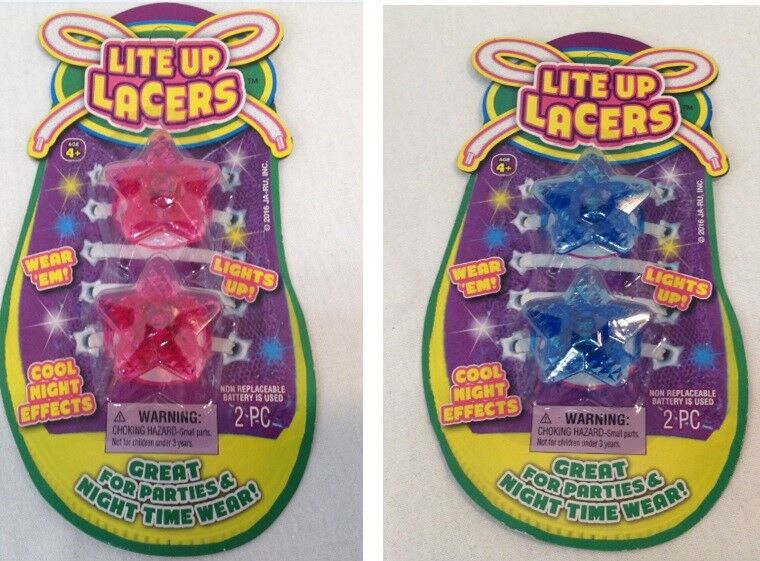 Lite Up Lacers Red and Blue Stars (2-Pack) 2pc. Each