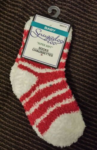 New with Tags Baby Snugadoo Too, red and white striped, super soft socks 2T-3T