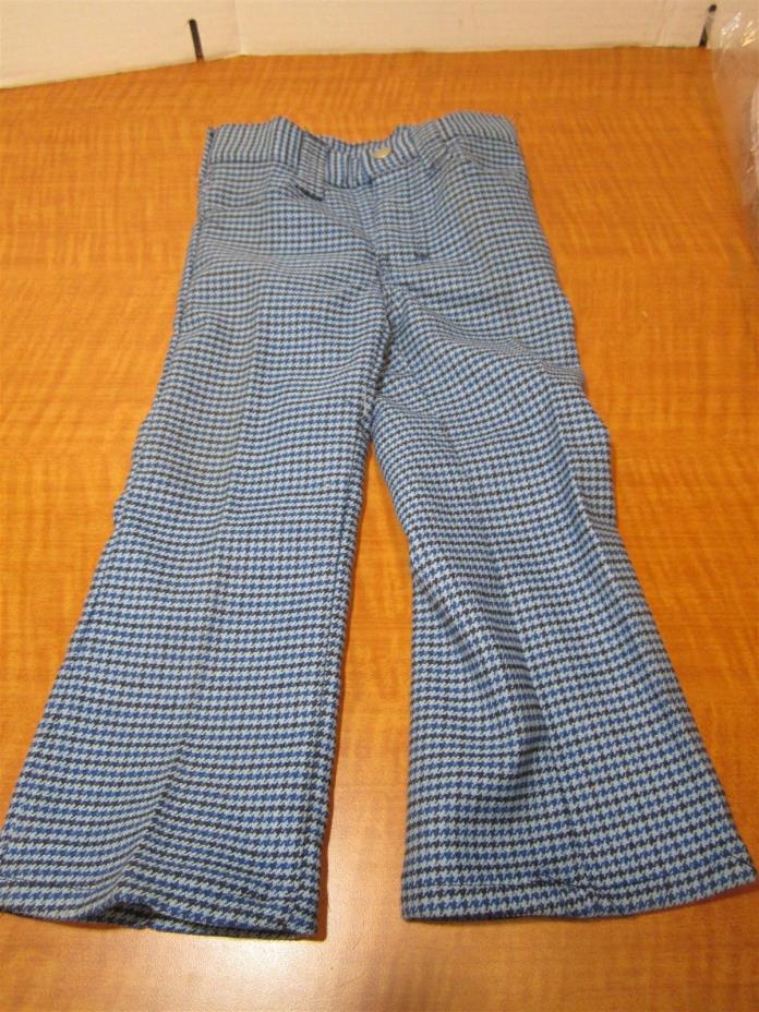 Karman Vintage Childrens Dark & Light Blue Plaid Slim Fit Flare Leg Jeans Size:4