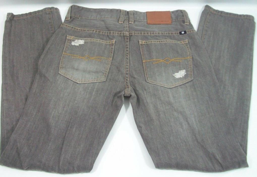 Lucky Brand Cooper Slim Grey Denim Jean Pants Distressed Patchwork Sz 18 Boys
