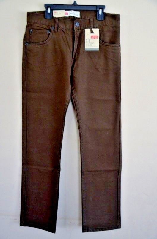 Boys Levi's 513 Slim Straight Bittersweet Brown Cord Jeans Pants Size 10 or 16
