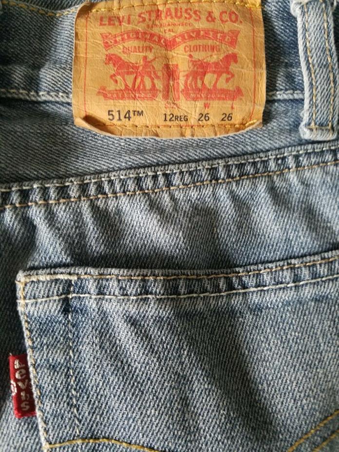Authentic Levis Blue Jeans 12 Regular W26 x L26 514 Slim Straight W66 CM 12Reg
