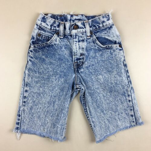 Vintage Kids Levis Acid Wash Orange Tab Cutoff Jeans Shorts USA Size 8 Slim