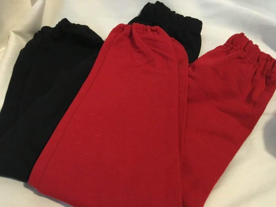 JERZEES Youth NuBlend Sweatpants Small Cotton/Polyester Two Pair RED BLACK LOT