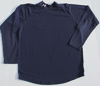 Boy UNDER ARMOUR HearGear Loose LongSleeve Football Soccer Tech Mock Navy YLG