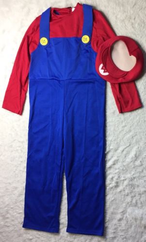 Super Mario Brothers Mario Costume Unisex Youth Size Large with Hat J15E